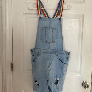 Target Pride Rainbow Strap Adult 5" Denim Shortalls